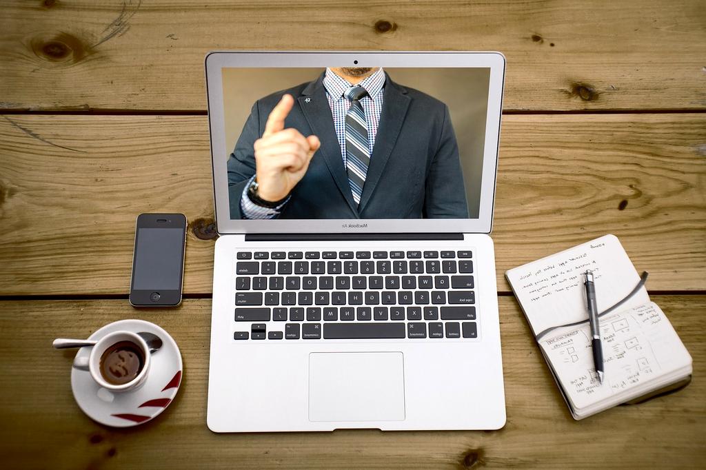 Professional delivering a virtual presentation online